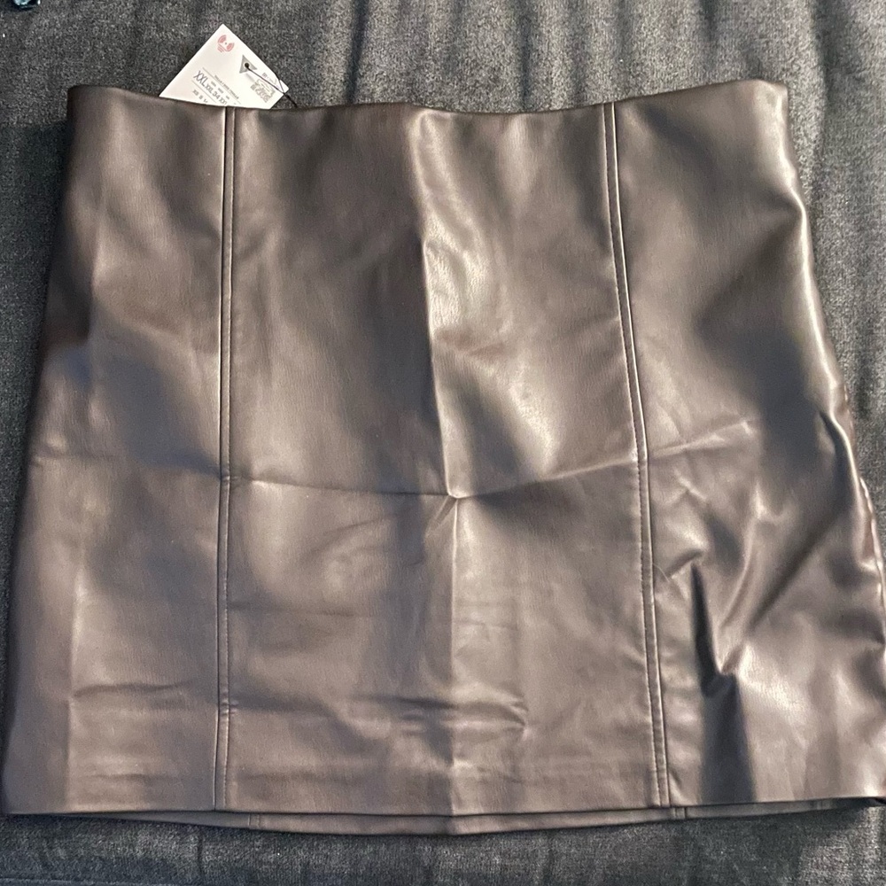 Zara Brown Leather High-Waisted Mini Skirt NWT